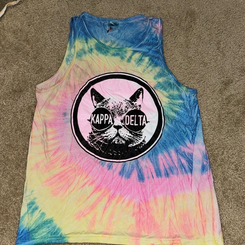 Kappa Delta tank top size medium cat with sunglasses